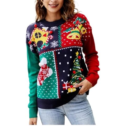KEAIDO Women's Christmas Ugly Sweater Pullover Cover