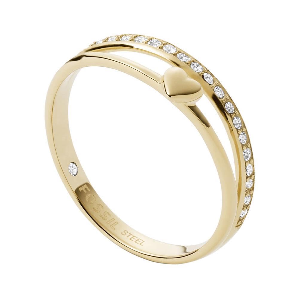 FossilAll Stacked Up Anillo de Mujer en Acero Inoxidable, Dorado