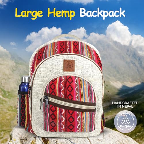 Hemp-Travel-Backpack-For-Women-Men-Boho-Hiking-Backpack-Purse-Himalayan-Hippie-Travel-Bag-Bohemian-Bookbag-Fits-156-Laptop-Large-Red