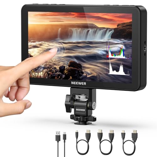 Image of NEEWER F600 7 inch Camera Field Monitor, 2400nit HD 1920x1080 IPS Touch Screen with 3D LUT, 4K HDMI Loop in /Out with Peak Focus DSLR Video Assist HDR Waveform, Cold Shoe Mount, Battery Not Included