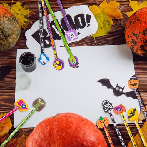 Lápices Halloween de madera x24 piezas con borradores miniatura 6
