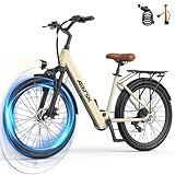 Aairsk SU7 Electric Bike for Adults 24" Electric Bicycle with 36V10Ah Battery, Commute E-bike Range 40-60KM, LCD Display, Dual Disc Brake, 7 Speed E Mountain Bike With Rear Cargo Rack