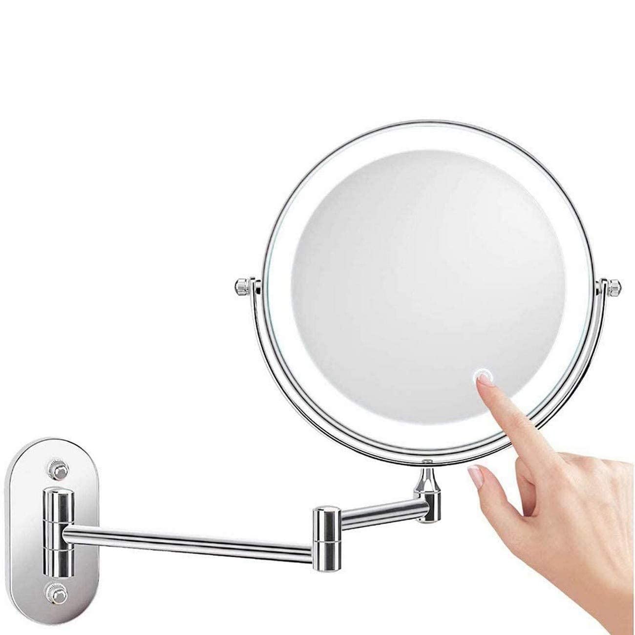 Miroir de salle de bain mural grossissant 5X LED tactile pour votre routine beauté