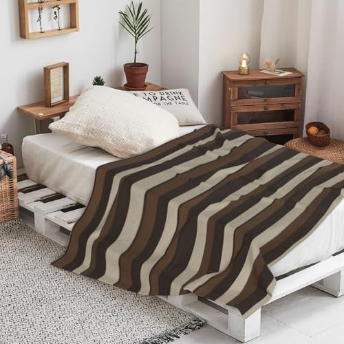 Couverture de flanelle de 320 g marron à rayures compacte et douce - 5