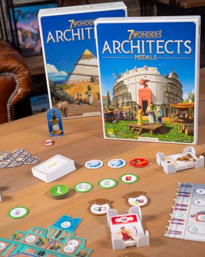 Asmodee - 7 Wonders Architects Extension : Medals - Jeu de Société Famille pour Enfants dès 8 Ans - As d'or - Bâtissez Votre Cité Antique Simplifié - 25 Min - 2 à 7 Joueurs - en Français