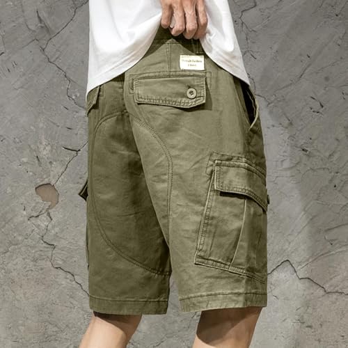 Image of Men's Summer Outdoor Shorts Quick Dry Cargo Casual Work Hiking Shorts Summer Knee Length Pants with Pockets