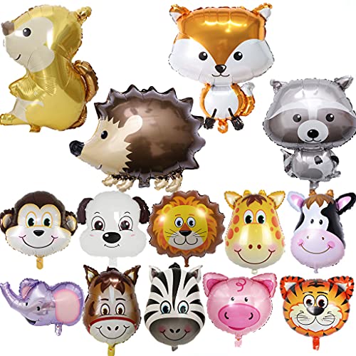 Lot de 14 ballons en aluminium pour animaux et animaux - Ballons en aluminium - Ballons pour décoration d'anniversaire d'enfant