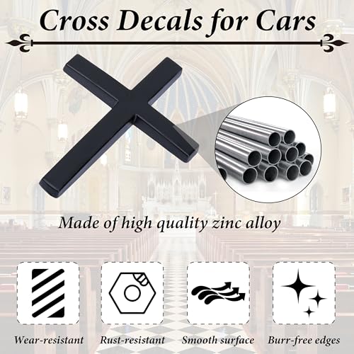 Image of Metal Cross Decals for Cars, 2.5 inchx1.8 inch Christian Car Emblem Badge Decals, 3D Self Adhesive Cross Stickers Car Accessories, Jesus Stickers for Cars Body Fender Tail (Black)