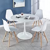 Ufurpie Dining Table Set for 4, Round Dining Room Table Set for 4, 5-Piece Table and Chair Set, Farm