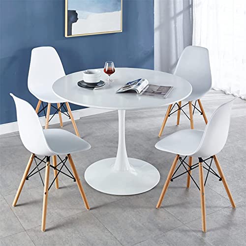 Ufurpie Dining Table Set For 4, Round Dining Room Table Set For 4, 5-Piece Table And Chair Set, Farmhouse Dining Table With 4 Chairs, Dining Table Set For Dining Room & Coffee Shop & Small Spaces #TOP23