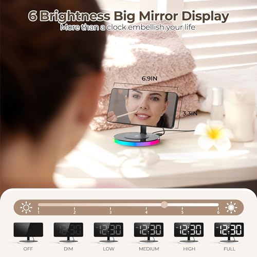 Goloza MIRROR ALARM CLOCK Digital Alarm Clock With Wireless Charging thumb #1