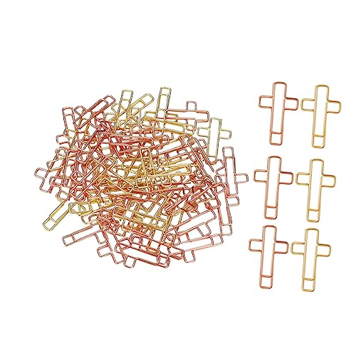 SEWACC 40Pcs Cross Shape Bible Paper Clips Memo Clamps for Office School Unique Design with Finish for Organizing Documents Crafting