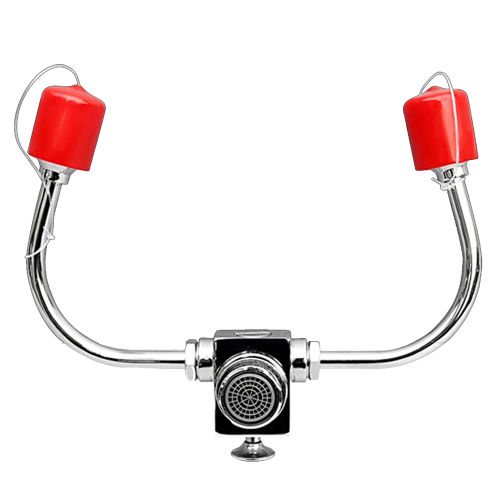 Unité de lavage des yeux montée sur robinet avec double jet orientable
