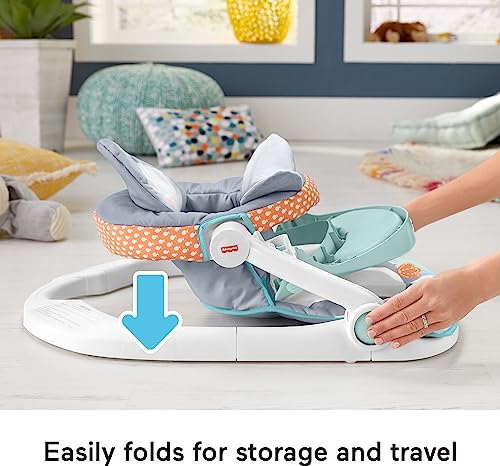 Image of Fisher-Price Portable Baby Chair Sit-Me-Up Floor Seat With Snack Tray And Removable Bar, Penguin Island