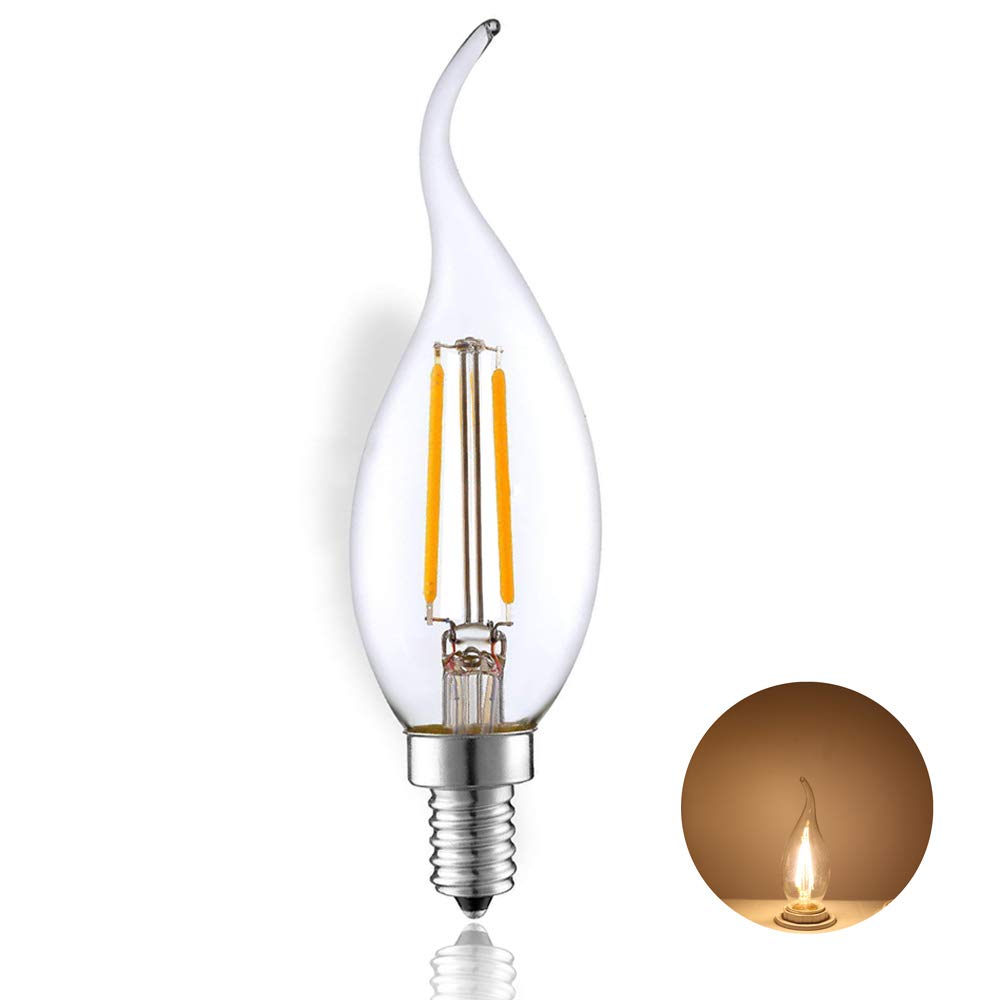 ADITAM Lot de 4 ampoules LED E14 2 W, 2700-3000 K, blanc chaud, flamme à filament, petite ampoule à vis Edison, rétro vintage, remplacement à incandescence 25 W Double the comfort