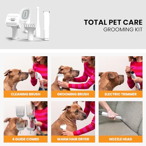 Pet Terra FurCare Pro 3-in-1 Grooming Kit with Vacuum Suction (99%), Dryer, and Professional Clippers. Includes Tools for Efficient Pet Grooming, 4L Dust Cup, Low Noise. Ideal for Dogs, Cats & More!