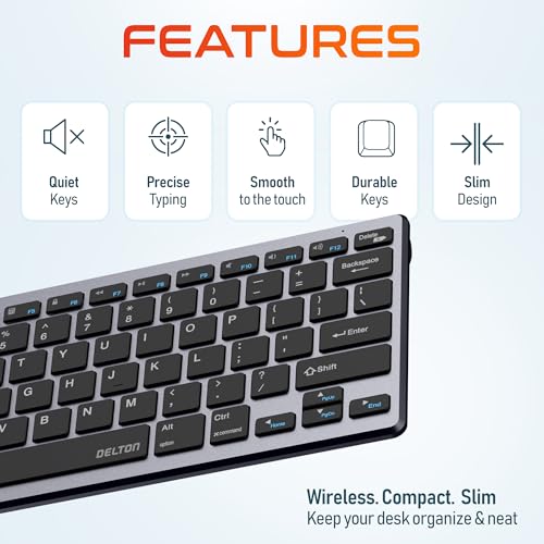 Delton N35 Portable/Travel/Small Wireless Keyboard and Mouse Combo - Bluetooth & 2.4GHz, 3 Adjustable DPI (800/1200/1600), Compatible with PCs, laptops, macOS, and iOS - Black - Image 8