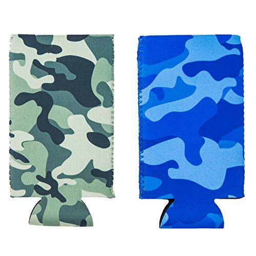 Slim Can Sleeves - Neoprene Bottle Insulator Sleeve Set of 2 Can Beverage Coolers for 12oz Energy Drink & Beer Cans (Camouflage) - Thumbnail 3