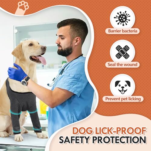 Image of HDKUW Dog Recovery Sleeve, Dogs Front Leg Sleeves After Surgery with Elastic Band, Elbow Protector for Small Medium Large Dogs, Puppy Joint Brace Prevent Licking Wound Cone Alternative XL