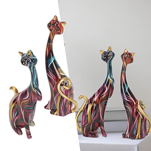 Statues de chat figurines de chat en résine abstraite pour décoration de maison KY146