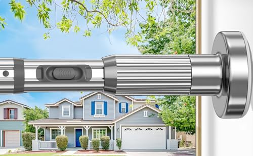 Image of Tension Curtain Rod Silver Shower Rod 40-185IN Long Curtain Rods No Drilling Adjustable Tension Rods of Shower or Bathroom Outdoor Window Patio Diameter 1.26In