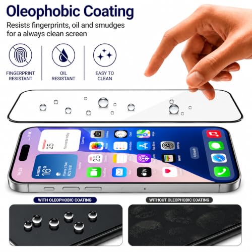 Image of Tempered glass for iPhone 16 Plus /iPhone 15 Plus (6.7 inch), Screen Protector 9H Hardness, HD Clear, Case Friendly, Scratch Resistant, Full Coverage, Easy Installation of iphone 16 plus tempered glass, Pack Of 1