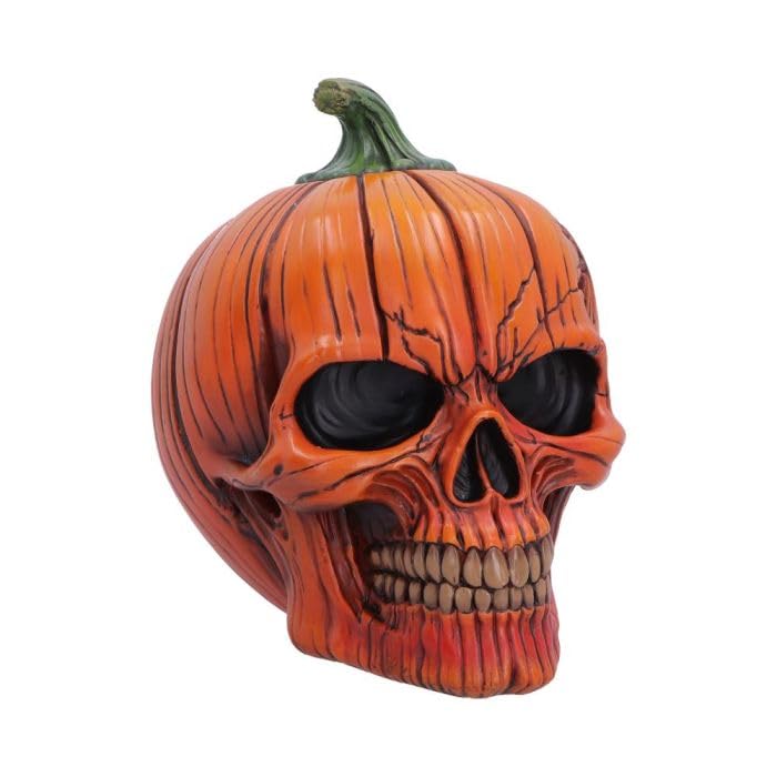 Nemesis Now Spirit of Halloween Décoration tête de mort citrouille – Peint à la main en polyrésine gothique, horreur, Hall of Horrors, 17,5 cm