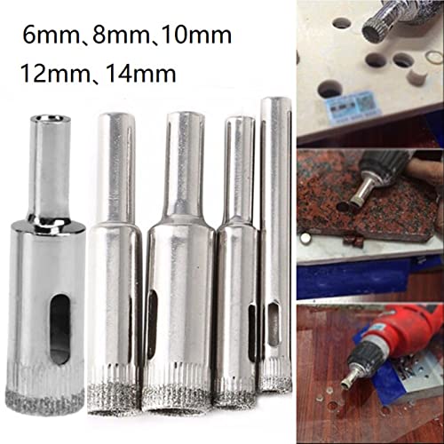 Brocas para Azulejos, Mármol y Vidrio con Revestimiento de Diamante de NUSHKI – 5 Piezas (6/8/10/12/14 mm) miniatura 2
