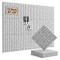 Acoustic Panels 12 Pack Square Soundproof Wall Panels with 60 Adhesive Tapes, High Density Acoustic Foam Panels Sound Proof Foam for Home Office, Recording Studio, Ceiling, 12" X 12" X 0.4"