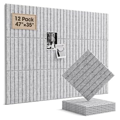 Acoustic Panels 12 Pack Square Soundproof Wall Panels with 60 Adhesive Tapes, High Density Acoustic Foam Panels Sound Proof Foam for Home Office, Recording Studio, Ceiling, 12" X 12" X 0.4"