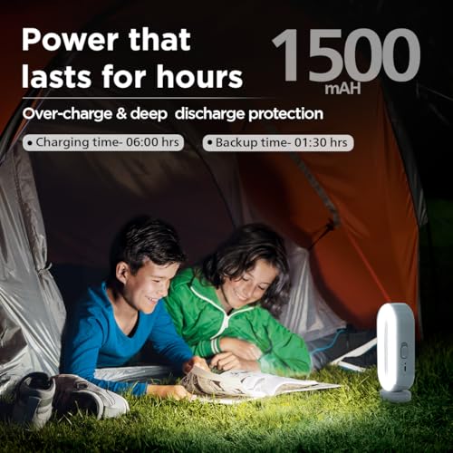 Image of PHILIPS Rover 10W Rechargeable LED Emergency Light | 800 Lumens | 2500mAh Battery | Type-C Fast Charging | 2 Brightness Modes | Up to 1.5H Backup | Ergonomic Handle, Portable | Grey, Pack of 1