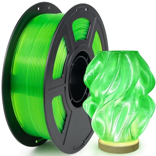 Image of IEMAI Clear PETG Filament 1.75mm Fluorescent Green 1kg, Glossy Transparent Finish 3D Printer Filament Up to 600mm /s High-Speed Printing for Lampshades, Home Decor & DIY Models