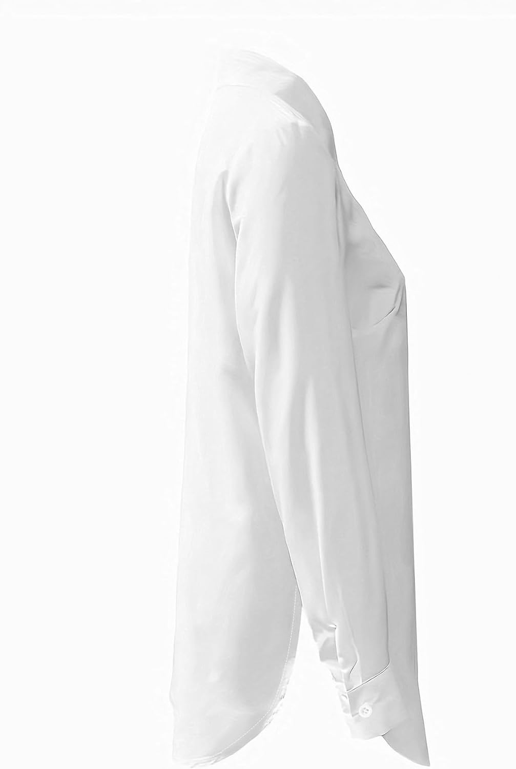 Women's Collar Neck Button Down Long Sleeve Slit Side Long Shirt Work Blouse Top - Image 4