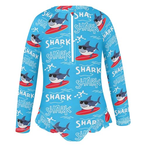 Toddler Swimsuit Girl Bathing Suit Swimwear Rash Guard Shark Long Sleeve 3T2