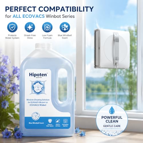 Image of 1L Window Cleaning Solution for ECOVACS Winbot W3 /W2S /W2 PRO /W1 /MINI Series - Streak-Free Glass Cleaner Fluid, Low-Foam, Non-Corrosive Robot Window Washer Liquid for Glass, Mirrors, Tiles