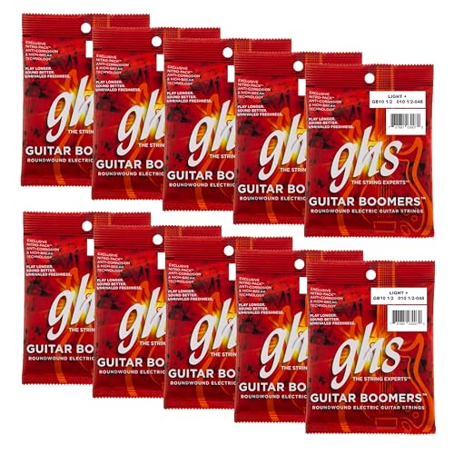 Image of GHS Strings, GB10 1 /2 Boomers, Nickel Plated Steel Electric Guitar Strings, Legendary Strength, Consistent Intonation, Long Lasting Brightness, Tone & Sustain - 10.5-48 (LT+) Light Plus Gauge, 10 Pack