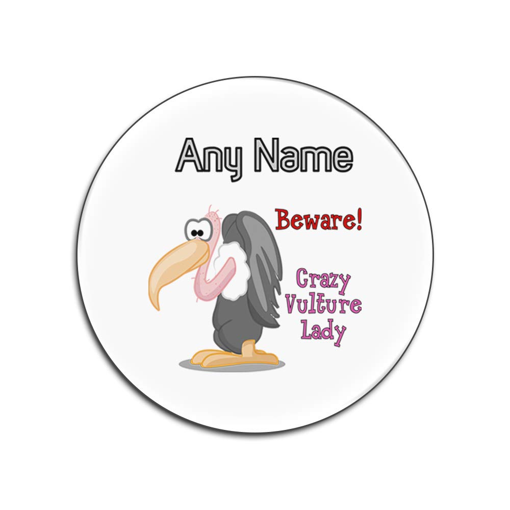 Personalised Gift - Crazy Vulture Lady Round Gloss Coaster (Animal Slogan Design Colour) Any Name Message Unique - Zoo Silly Cute Funny Novelty Wild Lover Condor Eagle Falcon
