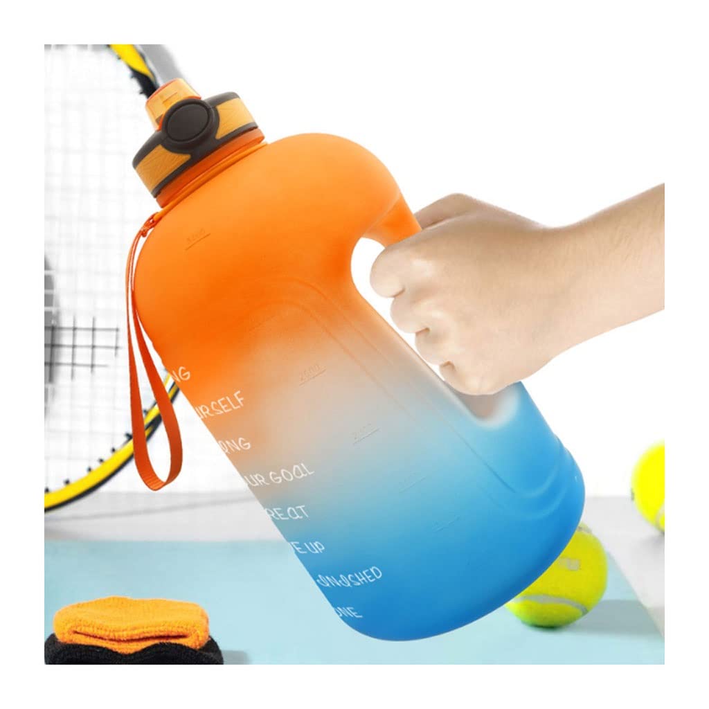 Butelka na Wodę 3.78L Sport Butelka wody z znacznikiem czasu Duża pojemność Cup Wody Outdoor Fitness Przenośne Słomiane Gradient Wody Butelki Sportowa Butelka na Napoje (Color : Blue pink)