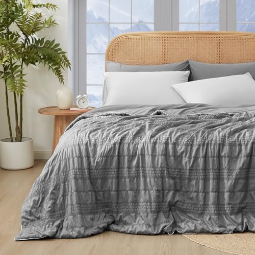 Cozy Bliss Seersucker Cooling Comforter Queen Size, Q-Max 0.45 Re...