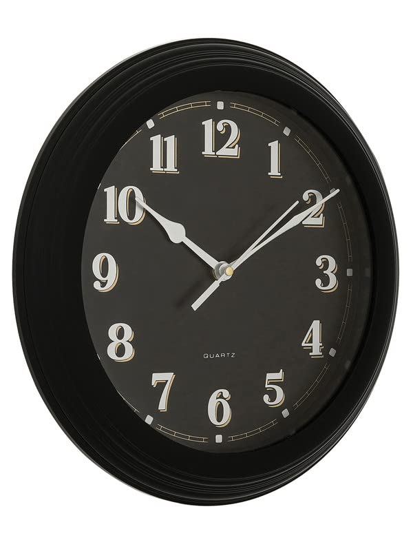 Image of CHRONIKLE Elegant Plastic Round Case Black Dial Analog English Numbers Wall Clock for Living Room Home Decoration Office Gifts (Size: 30 x 4 x 30 CM | Weight: 650 Gram)