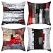 Czerwone i czarne szare poszewki na poduszki zestaw 4 nowoczesnych abstrakcyjnych poszewek na poduszki kwadratowe aksamitne dekoracyjne poszewki na poduszki na sofę kanapę do sypialni 45 x 45 cm