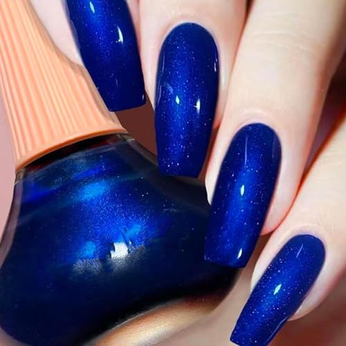 Royal Blue Nail Polish - Fast Dry Chrome Fingernail Polish - High Glossy Mirror Long Lasting Cobalt Nail Art Varnish Chrome For Women Nail Art DIY (Pearly Blue)