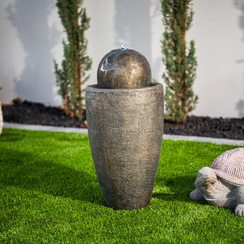 Xbrand ALLR3854-3 25.98 Inch H Round Stone Indoor/Outdoor Modern Stone Textured Sphere Water Fountain W/Led Lights thumb #2