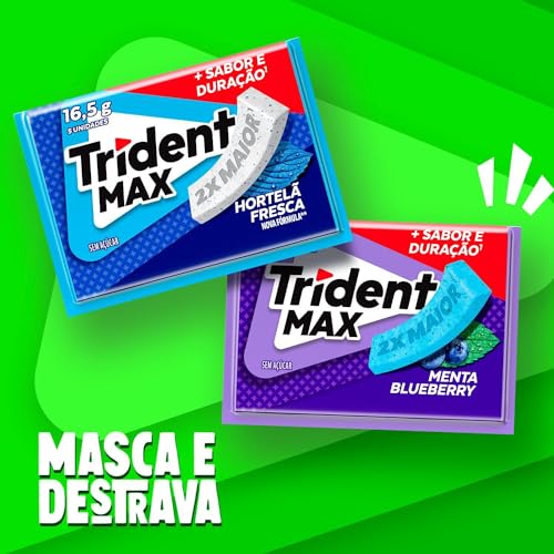 Chiclete Trident Max Menta Blueberry Sem Açúcar - Caixa com 14 unid. de 16,5g