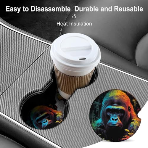 Juego de 4 portavasos para carro diseño Gorilla colorido miniatura 4