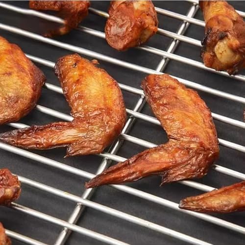 Siatka do grillowania ze stali nierdzewnej z uchwytem – wytrzymały stojak do gotowania, kwadratowy otwór ułatwiający czyszczenie, idealny do grillowania na świeżym powietrzu i imprez przy grillu