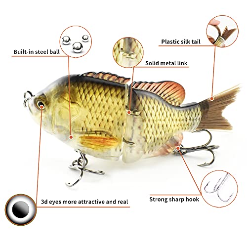 ODS Lure Sinking Blugill Glide Bait with Fiber Tail for Freshwater Saltwater Bass Lifelike Fishing Tackle (F2J20 Set 1) - Image 2