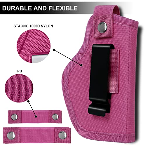Universal Gun Holsters for Men Women, IWB/OWB 9mm Holsters for Pistols Right Left, 380 Gun Holster, Concealed Carry Holster Fits S&W M&P Shield Glock 17 19 26 27 42 43 Revolver, Similar Handguns - Thumbnail 3