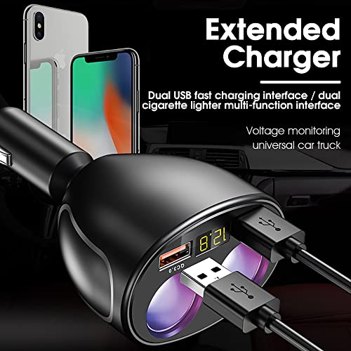 Image of Car Charger, 120W Car Cigarette Lighter Splitter with QC3.0 & 3.1A USB Ports 12V /24V Car Charger Car Lighter Adapter with LED Voltage Display Car Charger Fast Charging for GPS Dash Cam
