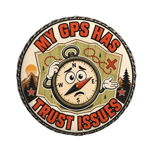 Image of Funny Spare Tire Cover, My GPS Has Trust Issues Compass Printed Tire Cover for SUVs RVs Trailers Campers Trucks,Outdoor Spare Wheel Protector(16 inch for Diameter 29 inch-31 inch)
